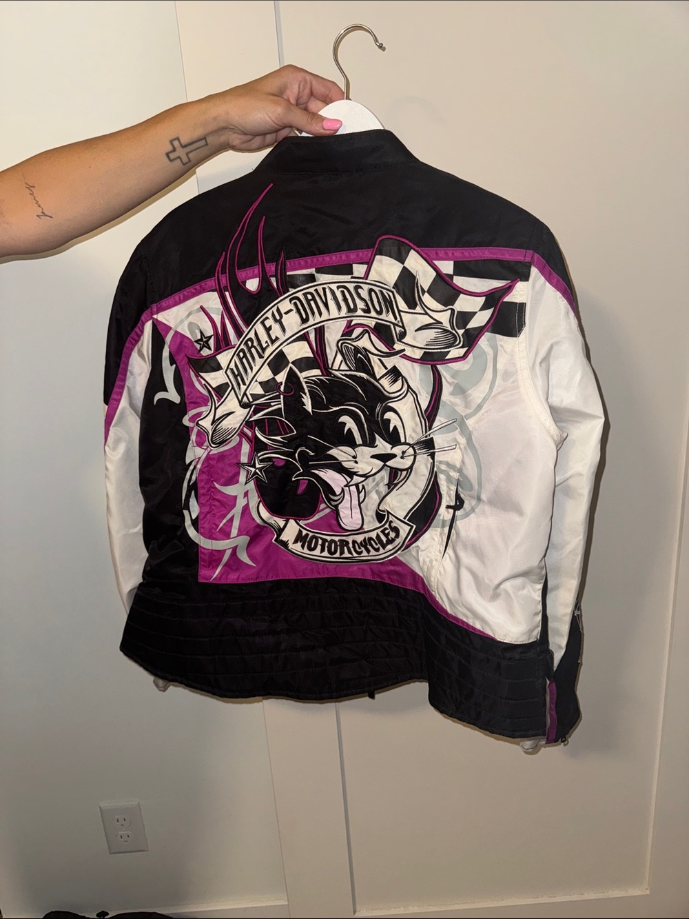 Harley-Davidson Black White and Pink Women's Moto Graphic Jacket - Picture 3 of 3